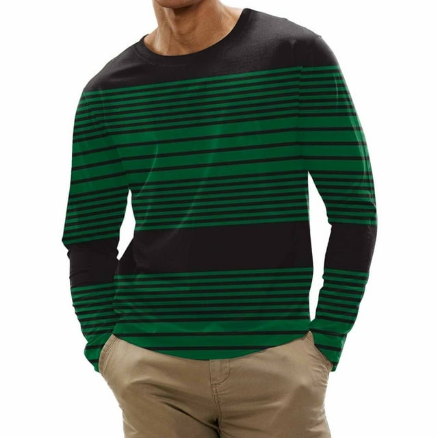 PENGXIANG Men Spring And Autumn Button Neck Solid Color Blouse Long Sleeve Top Bottoming Shirt