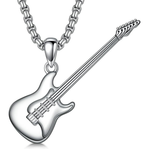 DVEATR Guitar Necklace 925 Sterling Silver Music Pendant Necklace for Men Women