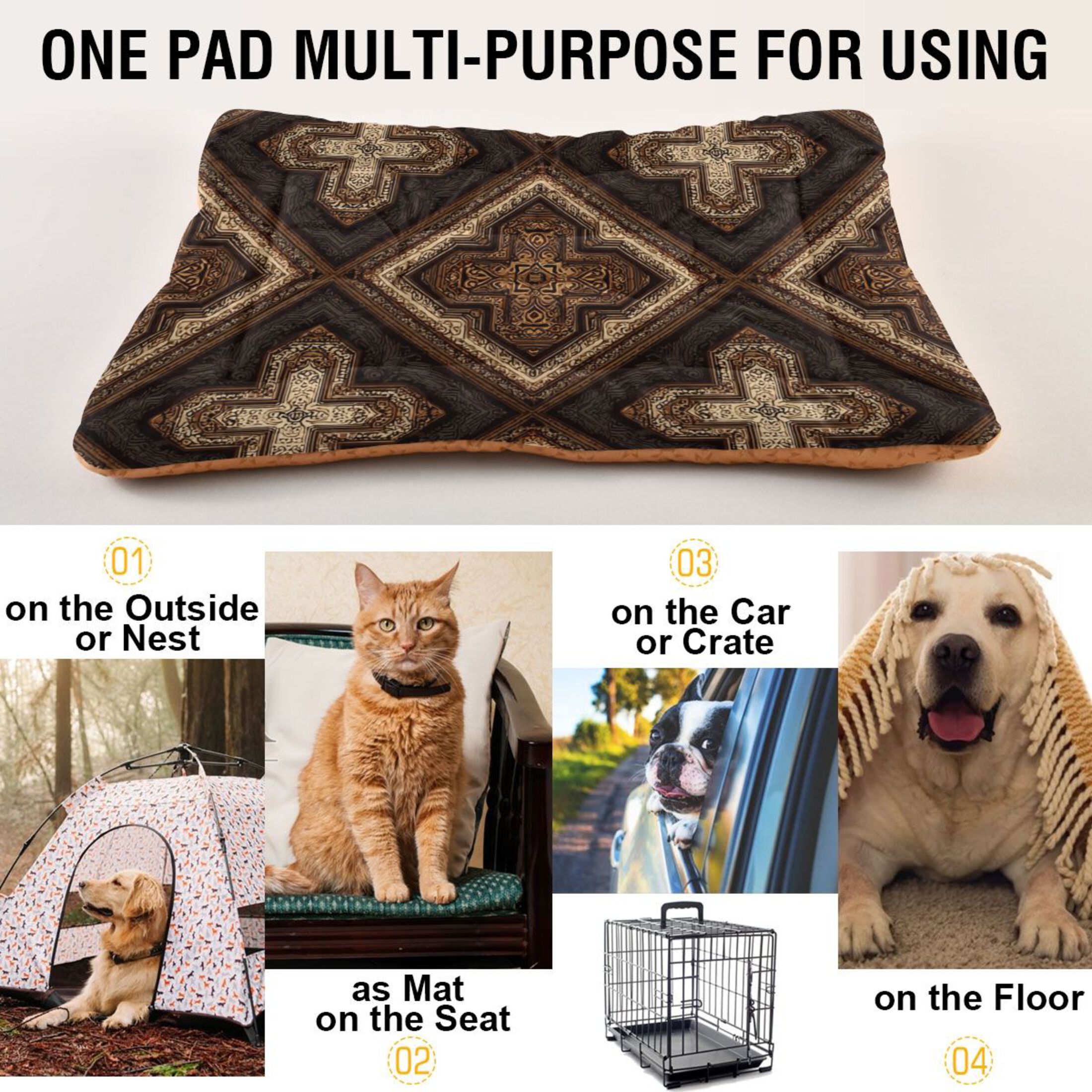 Cozy Mat Pet Bed Indoor Outdoor Warm Soft For Cat Dog Puppy(S/M) Cross-shaped Designs