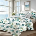 thumbnail image 2 of Davulos 3 Piece Coastal Quilt Sets King Size Reversible Microfiber Quilts with 2 Shams Soft Lightweight Beach Bedding Nautical Bedspread Coverlet Summer Comforter Set for All Season, 2 of 6