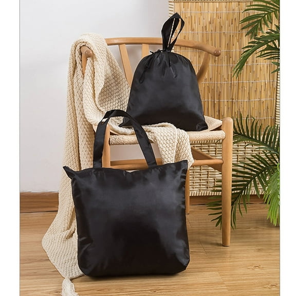 HOOWIFFY 2-Pack Large Capacity Reusable Black Tote Bags for Adults, Portable and for Home and Outdoor Daily Use
