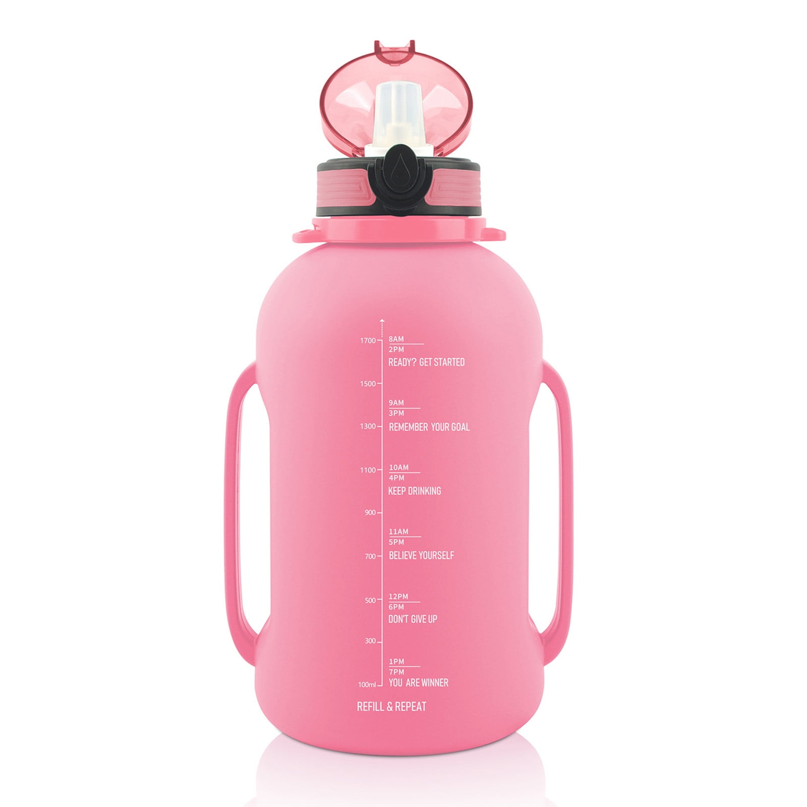 Collapsible Water Bottle 2L/64oz with Strap Handle, BPA Free Silicone Foldable Water Bottle with Detachable Straw, Sport Water Bottle for Traveler Fitness Gym Work Outdoor