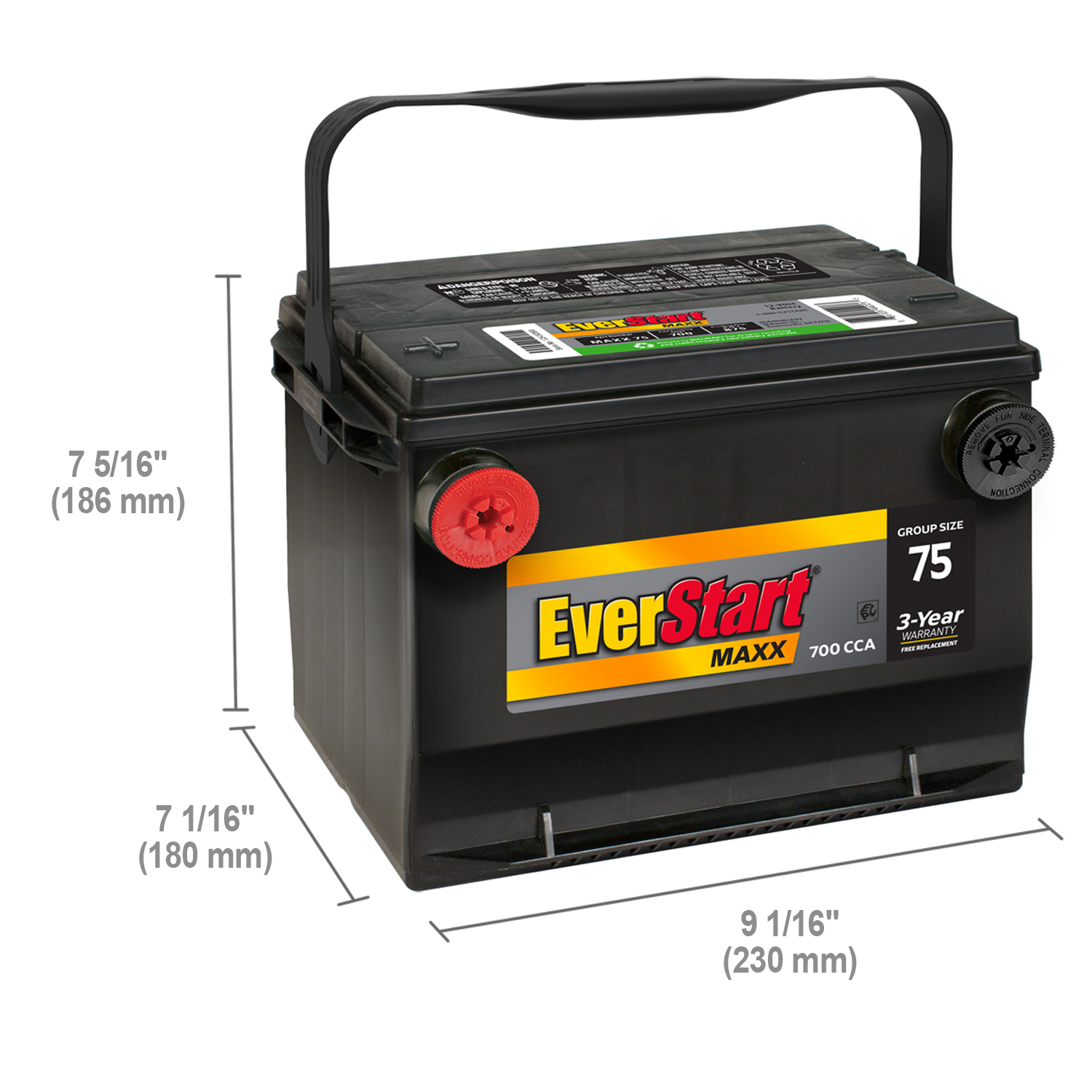 EverStart Maxx Lead Acid Automotive Battery, Group 75 12 Volt, 700 CCA - image 2 of 7