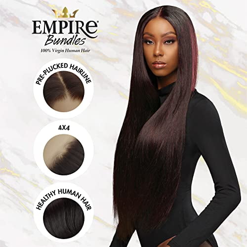 empire bundles multi - straight with 4x4 closure 10a tangle shed free human hair for weaving and sew in styles (14 16 18 inch, natural)