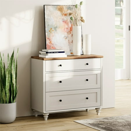 3 Drawer Dresser for Bedroom White Baby Dressers Wood Mid Century Modern Closet Storage Organizer for Living Room Nursery Kids Room