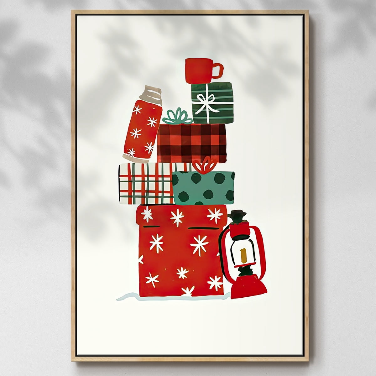 Going to Grandmas Collection B - Framed Gallery Wrapped Holiday Canvas - 25 x 37 - Natural Wood Frame