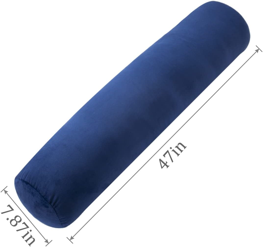 Bolster Pillow for Bed, Long Round Body Pillow for Adults with Removable Velvet Cover, Decorative Tube Roll Cylinder Pillow,