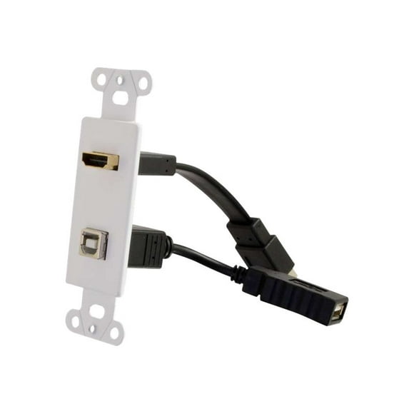 C2G HDMI and USB Pass Through Wall Plate - Mounting plate - HDMI, USB Type A - white