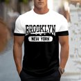 thumbnail image 2 of Brooklyn New York Letter Graphic Tees for Men 2026 Summer Casual Short Sleeve Crewneck Color Block T Shirts, 2 of 5