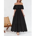 thumbnail image 4 of Vestido ZESICA 2025, de verano, con hombros descubiertos, bordado con volantes, negro, 4 of 6