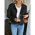 thumbnail image 5 of Women'S Casual Blazer Jacket Notched Lapel Single Breasted Faux Suede Leather Suit Jacket Black L, 5 of 8