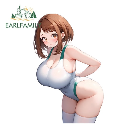 EARLFAMILY 5.1 in Cute Cat Ears Girl Ochako Anime Car Decals Water Bottles Sticker