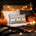 thumbnail image 4 of Halloween Striped Ghost Throw Pillow Black/White Decorative Pillow for Couch and Bed 8" x 16", 4 of 7
