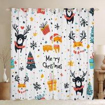 Castle Fairy Bear Fox Curtains Pack of 2 (42x84 Each) for Children,Polka Dots Curtains Blackout,Festival Xmas Bedroom Curtains,Breathable Home Decor