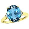 thumbnail image 2 of Star K � Large Oval 12x10 Blue Topaz 3 Stone Trillion Setting Ring, 2 of 9