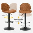 thumbnail image 3 of FIRAVOE Swivel Bar Stools Set of 3, Adjustable Barstools with Back (24"-33") Faux Leather Upholstered Counter Height Bar Stools for Kitchen Island, Brown, 3 of 8