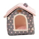 thumbnail image 5 of Cama para gatos semicerrada, nido para perros y gatos, lavable, repetición, camas para perros relajantes y acogedoras, casa para gatos para cachorros, Puntos rosados, 5 of 10