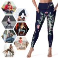 thumbnail image 5 of Koala Floral Navy Print Leggings Legging Gym Gym Pants Gym Clothing Womens Leggings, 5 of 6