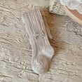 thumbnail image 5 of Ixbnca Girls Cable Knit Tights Stretchy Footed Leggings with Bows Cute Long Stockings Winter Warm Pantyhose, 5 of 6