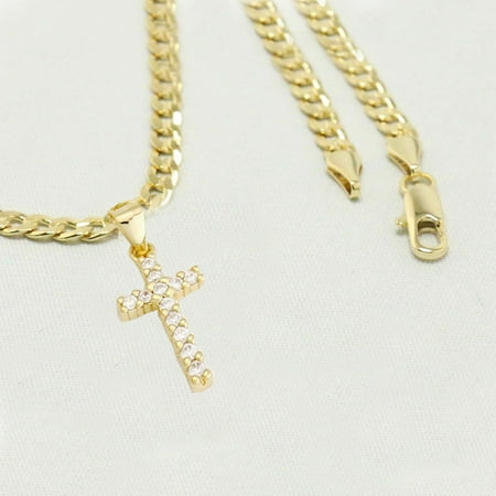 14K Bounded Gold Chain with Initial Letter V Pendent, Unisex Gift