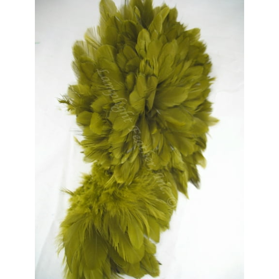Olive Rooster Hackle Feathers strung 4-5 Inch per ounce (28 grams)