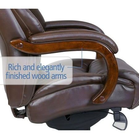 La-Z-Boy Delano Big & Tall Bonded Leather Executive Chair - Chestnut Brown