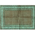 thumbnail image 1 of Ahgly Company Machine Washable Indoor Rectangle Persian Turquoise Blue Traditional Area Rugs, 2' x 5', 1 of 4