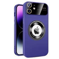 Dteck Magnetic for iPhone 11 Case with Full Glass Lens Camera Protector, Compatible with MagSafe, Large Viewport Design, Shockproof Hard PC Matte Back Protective Soft TPU Edge Phone Cases,Purple