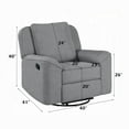 thumbnail image 5 of Diny Manual Glider Recliner Chair-Swivel-Soft Gray Linen Fabric, 5 of 5