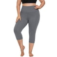 thumbnail image 2 of FlorCurve Plus Size Capri Leggings for Women with Pockets High-Waist Tummy Control Cropped Pants Stretch Athletic Leggings, Gray 3XL, 2 of 6