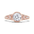thumbnail image 3 of 1 Carat Center 6.5MM Round Cut Lab Created Moissanite Diamond Bezel Set Vintage Style Engagement Ring for Women In 14K Rose Gold Over Sterling Silver (VVS1 Clarity, 1.00 Cttw)-6, 3 of 6