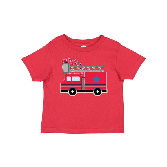 Inktastic 4th of July Firetruck with Red and Blue Stars Boys or Girls Baby T-Shirt