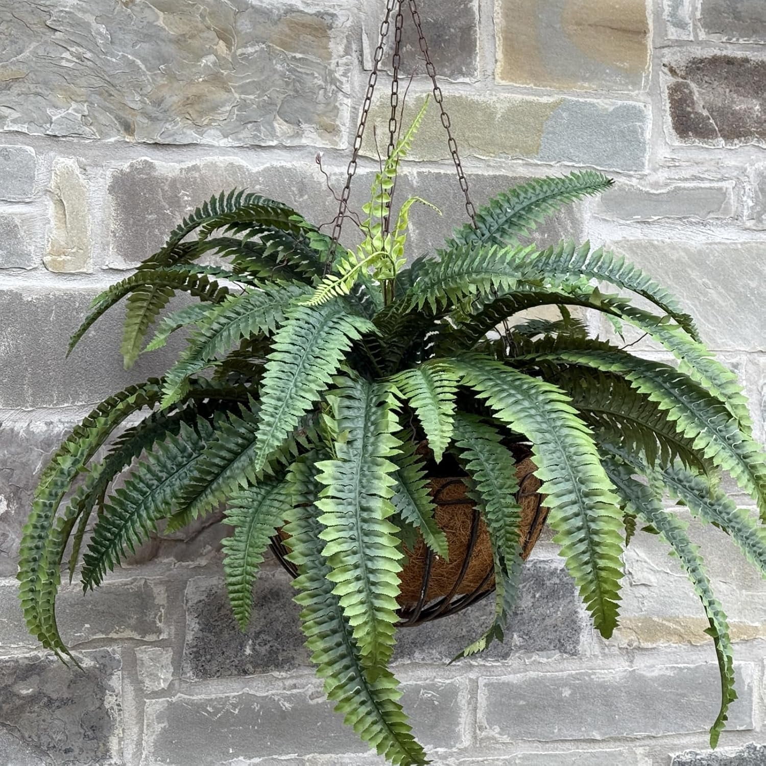 Fake Ferns - Set of 2 Artificial Fern,24 Leaves for Each Bouquet - Indoor/Outdoor Faux Boston Fake Fern Bush Plant for Home, Office, Garden Decoration
