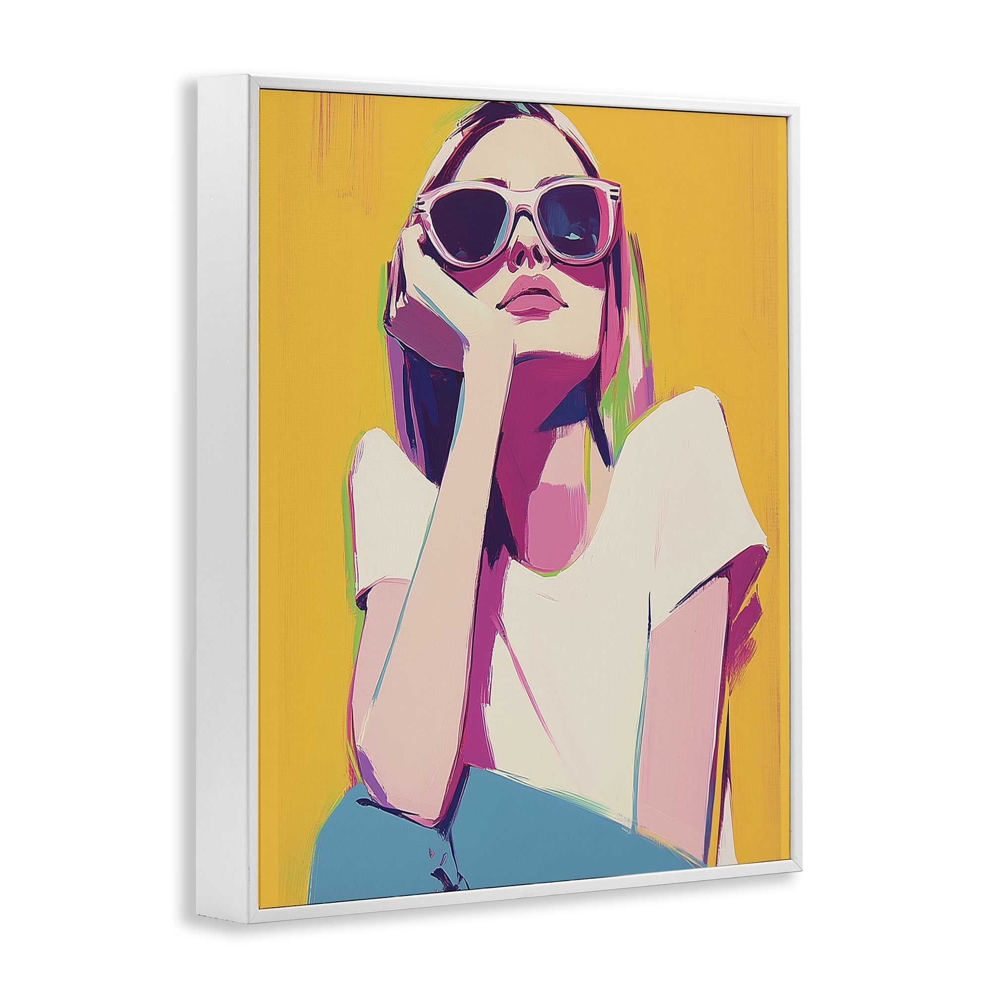 Stupell Industries Chroma Shades Girl White Framed Giclee Art, design by Walker Noble