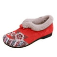 thumbnail image 6 of Dakaela Women's Slip on Plush Loafers Embroidery Floral Fuzzy House Flats Shoes Winter Warm Walking Driving Snow Boots Booties, 6 of 7