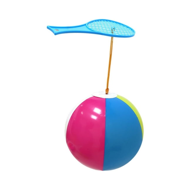 Almencla Kids Inflatable Ball Racket Set Bouncing Ball for Training Outdoor Preschool Blue Racket