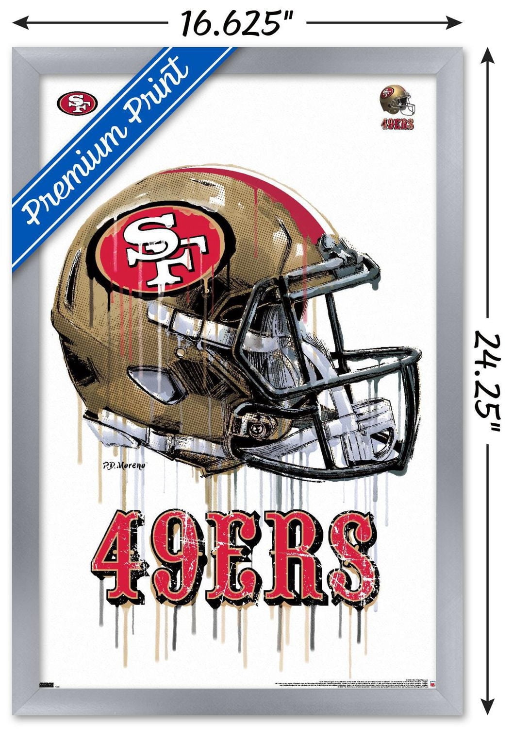 NFL San Francisco 49ers - Drip Helmet 20 Wall Poster with Push Pins, 22.375" x 34"