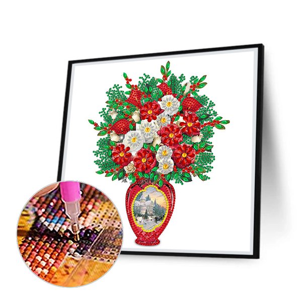 Cuadros Decorativos 5D DIY Diamond Art Kits Resina Lienzo Exquisito Florero Ramo para la pared del hogar (K132) Ehuebsd embutido en tela