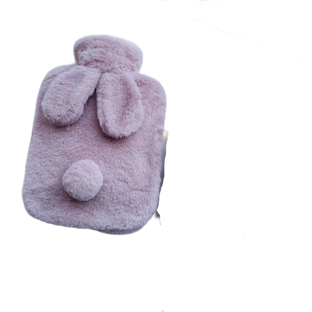 Bolsa de agua caliente portátil de 1000ml, funda de felpa con forma de conejito, bolsa de PVC recargable para manos, botellas de agua caliente con compresa caliente