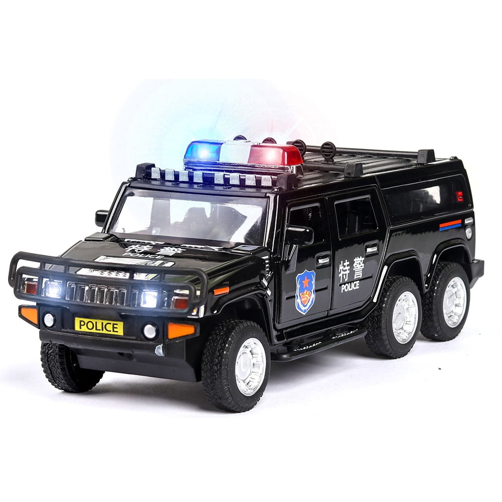 132 Kids Police Car Toy with Lights Sounds Effects Alloy Body Hood