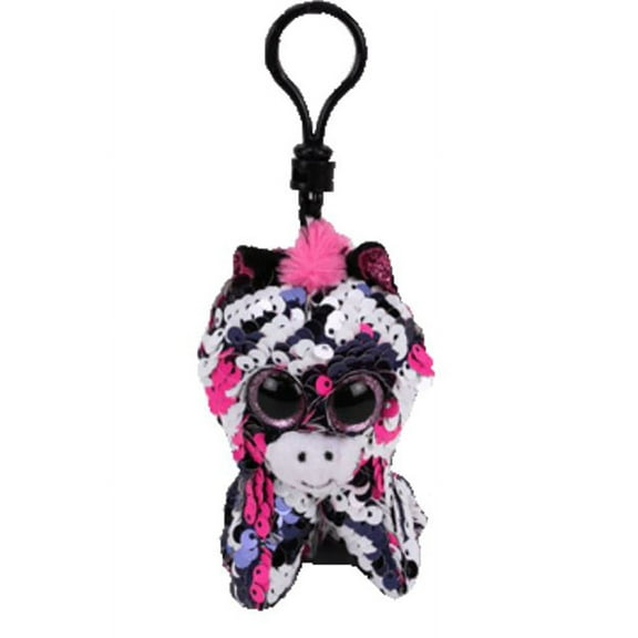 Ty Flippables Sequin Plush - ZOEY the Zebra (Plastic Key Clip - 3.5 inches)