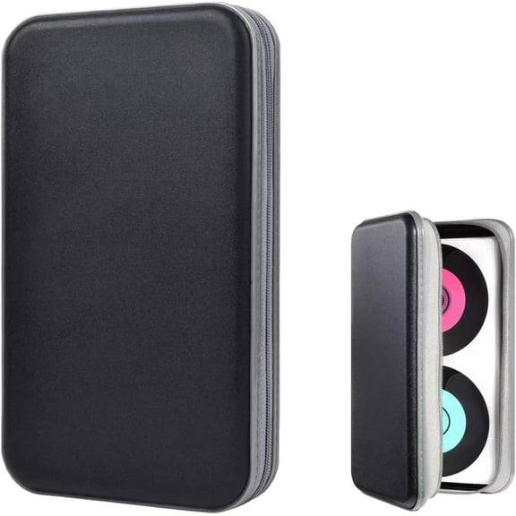 80 Capacity CD DVD Case Holder – Portable Zipper Disc Storage Wallet Organizer for Car, Home, Office, Travel Use (Black)