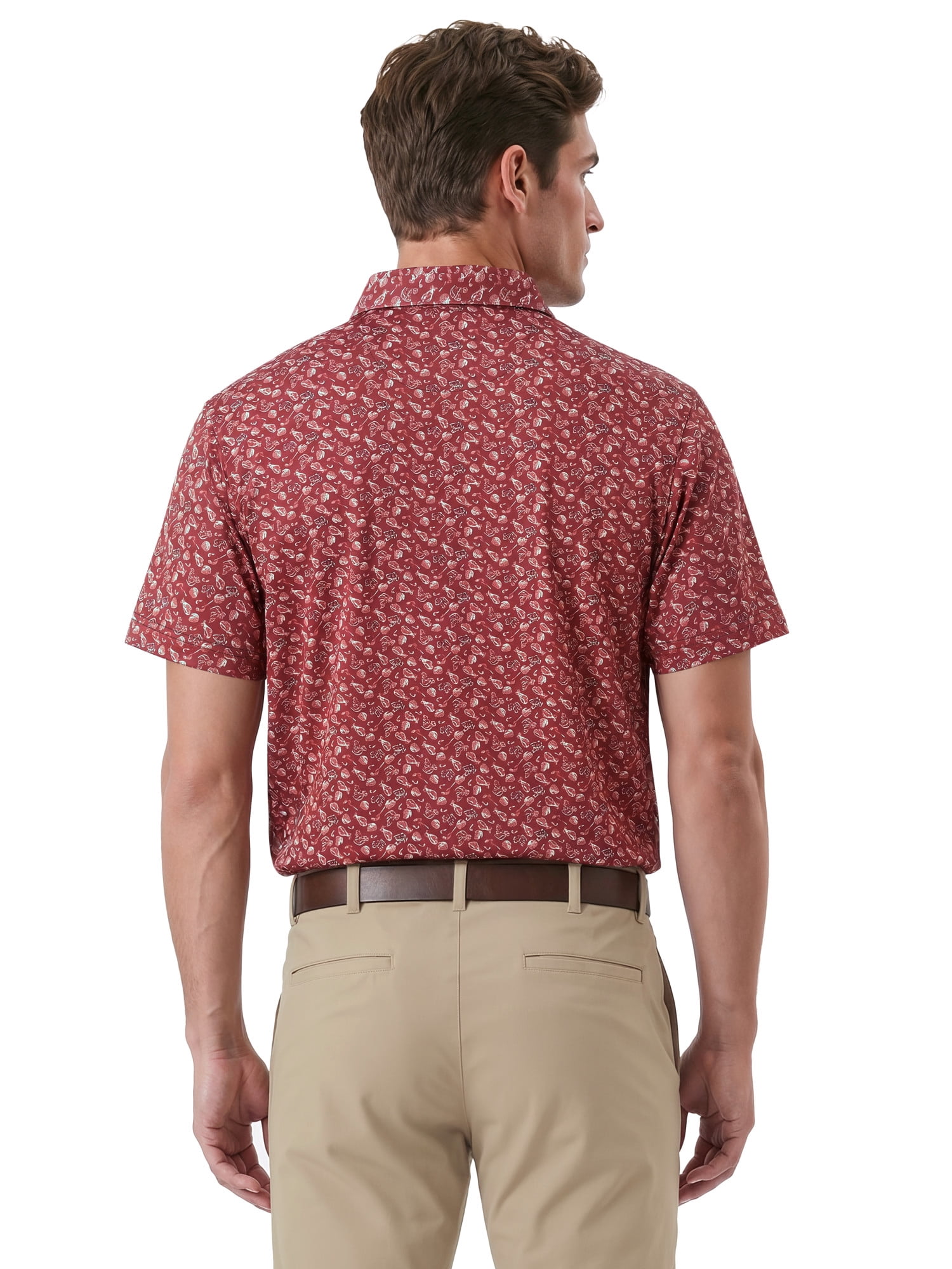 Ben Hogan Performance Men’s & Big Men's All-Over Tossed Print Short Sleeve Golf Polo Shirt, Sizes S-4XLT