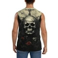 thumbnail image 4 of Xecao Vintage Winged Rose Skull Print Men's Tank Top: Sleek Sleeveless Tee for Casual Sports and Beach Occasions-Small, 4 of 7