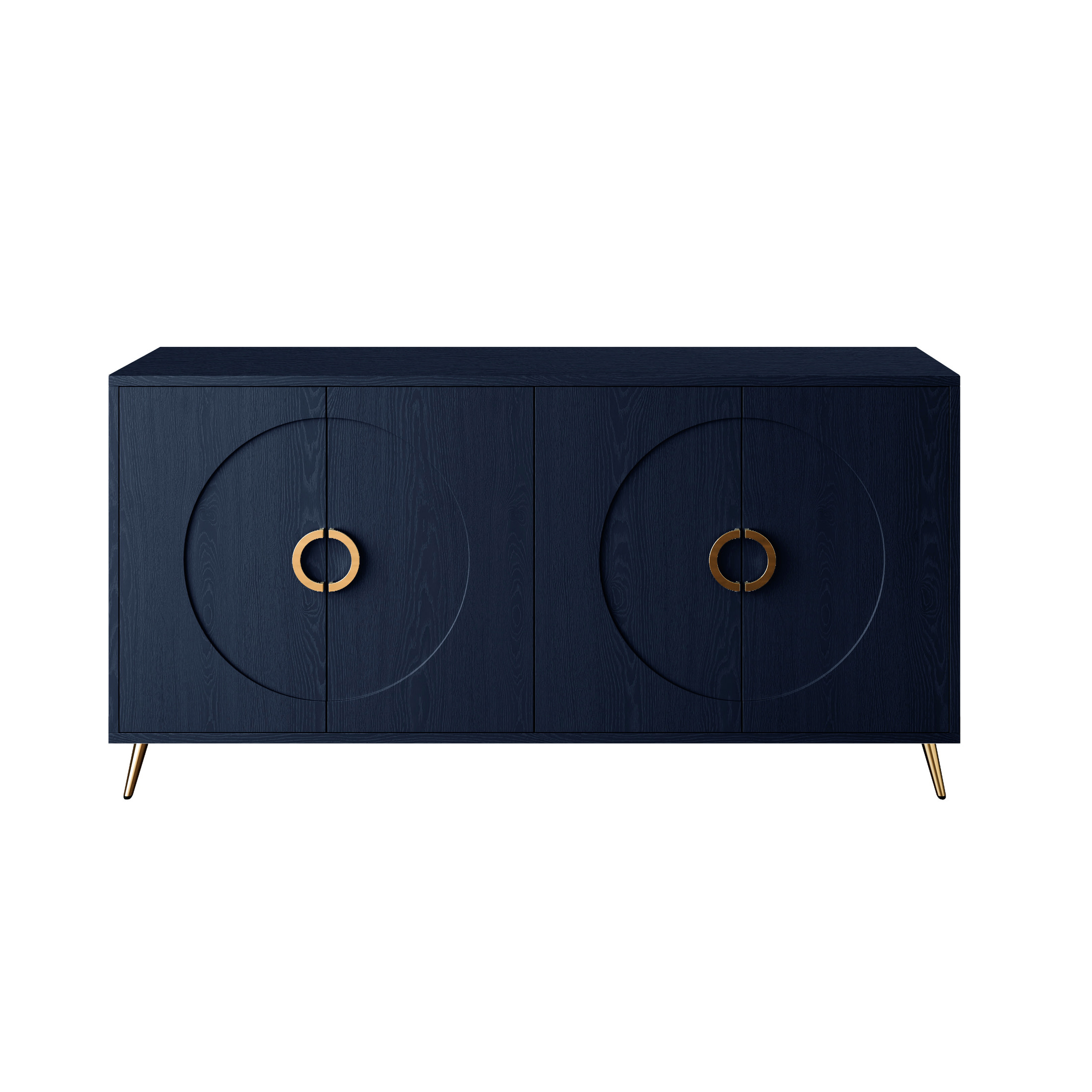 Noble House 59.8" Modern Lacquered Sideboard, Buffet Storage Cabinet with Adjustable Shelves, Navy Blue
