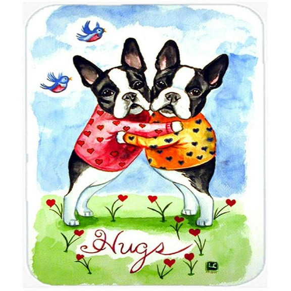 9.5 x 8 in. Hugs Boston Terrier Mouse Pad, Hot Pad or Trivet