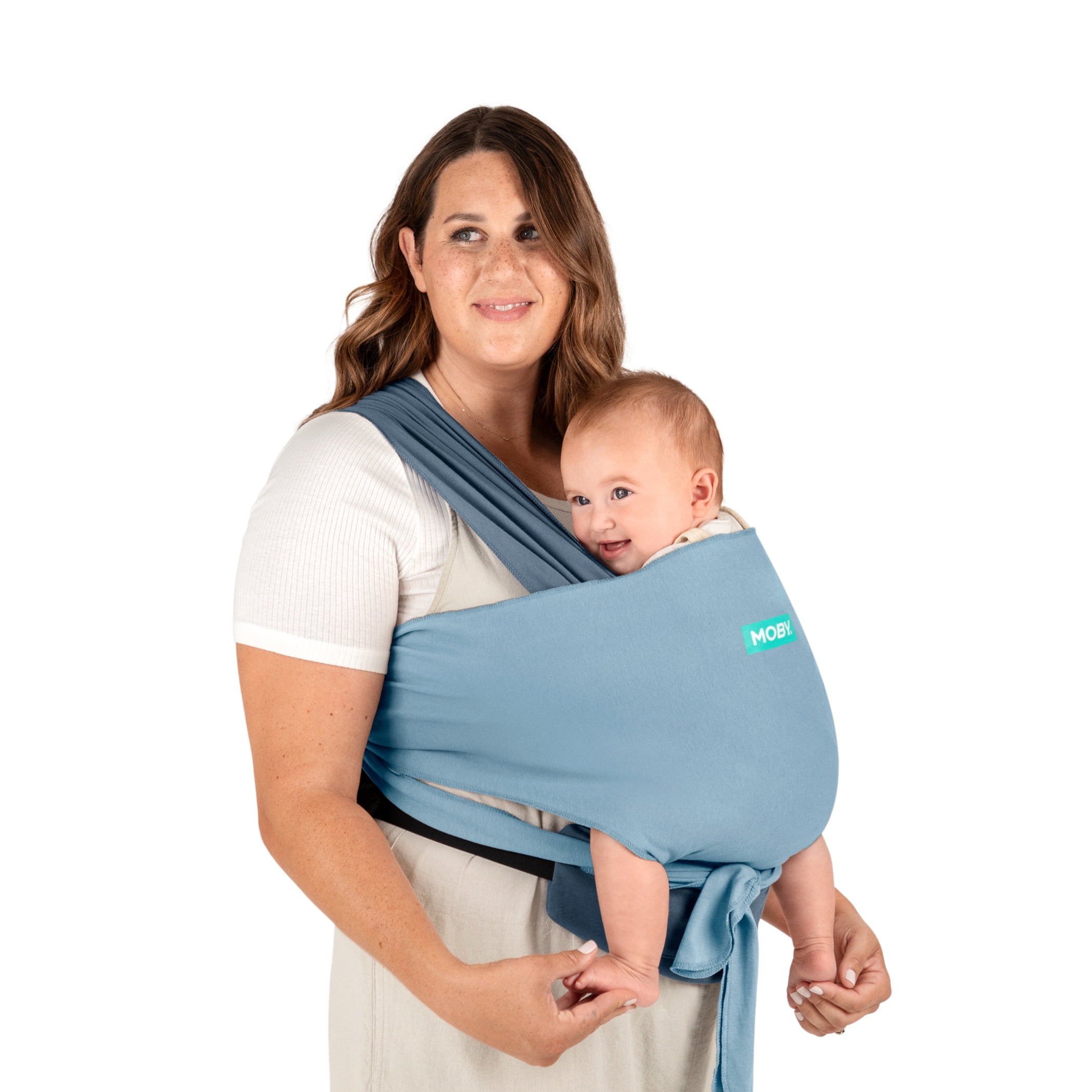 MOBY Wrap Easy-Wrap Baby Carrier in Sea Spray Blue