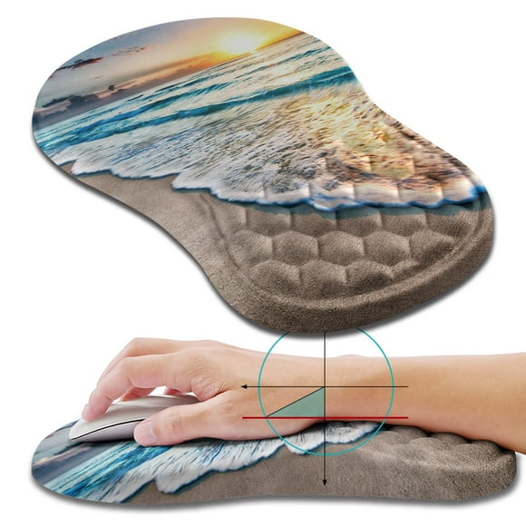 Alfombrilla de ratón Hokafenle, ergonómica, 30 x 20 cm, Beach Sunset