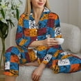 thumbnail image 6 of Salouo colorful plaid Dinosaur Pattern Women's Pajamas Set Long Sleeve Button Down Sleepwear Soft Pj Lounge Sets for women 2 Piece Pjs Set with Long Pants-XX-Large, 6 of 7