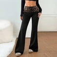 thumbnail image 2 of Wxolcjlv Women's Leopard Foldover Flare Pants Ruched Waist Stretch Fitness Bell Bottoms, 2 of 7